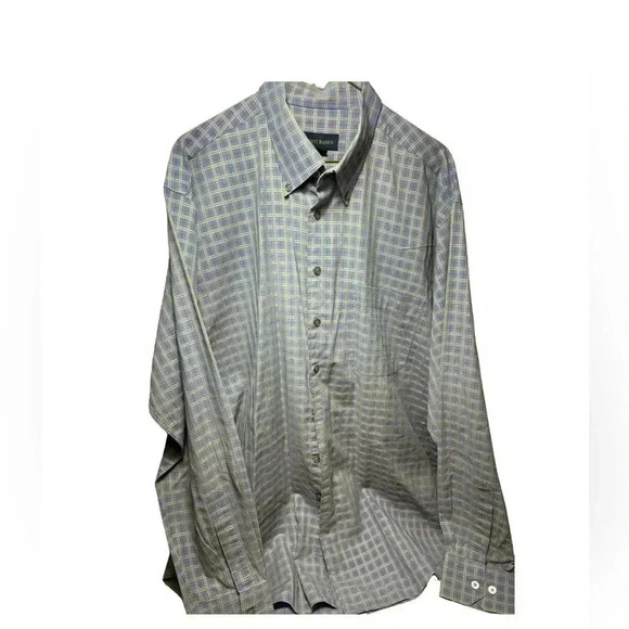 Scott Barber XL Blue Plaid Button Down Shirt  100% Cotton Summer Dress Shirt - Picture 4 of 6